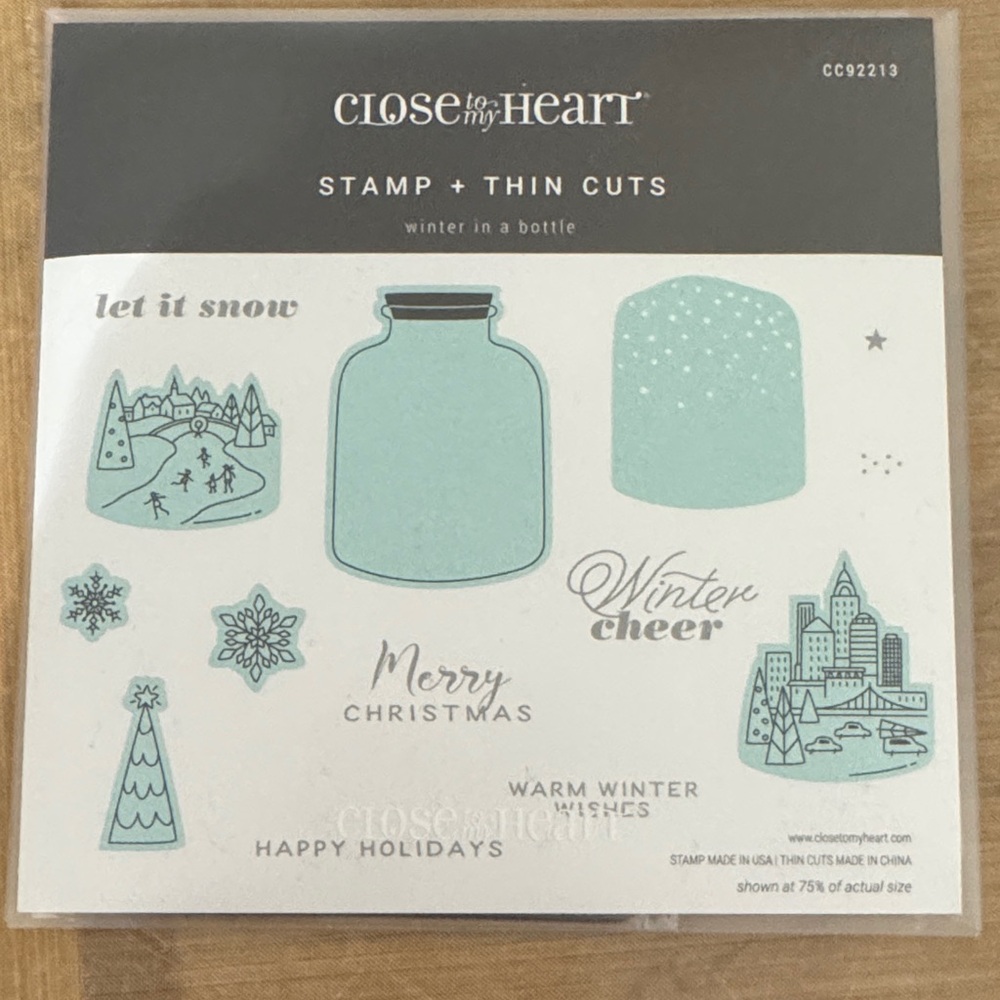 Close to my Heart 'Winter in a Bottle' Holiday Stamp + Thin Cuts - Light Blue